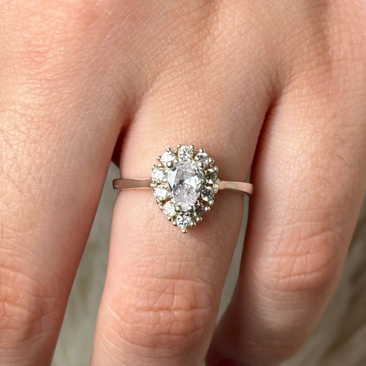 Anillo Lágrima Halo Plata 925