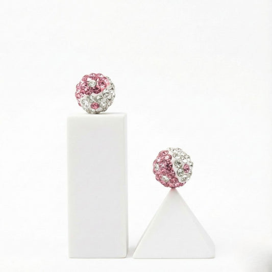 Aros Ying Yang Brillantes Rosa en Plata 925