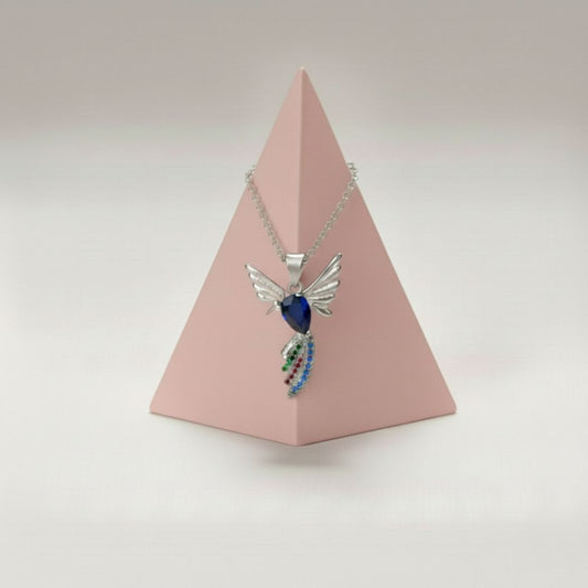 Colgante Colibrí Azul en Plata 925 con Cadena