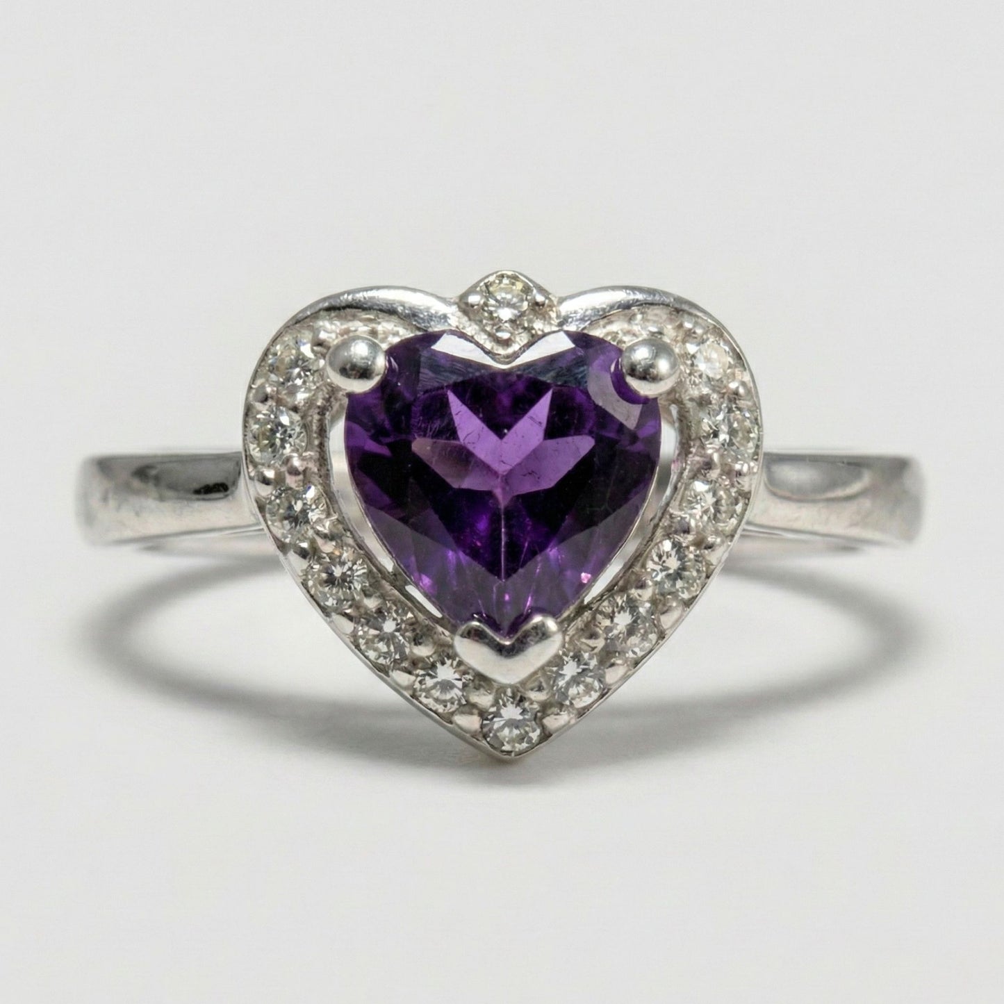 Anillo Corazón Morado Plata 925