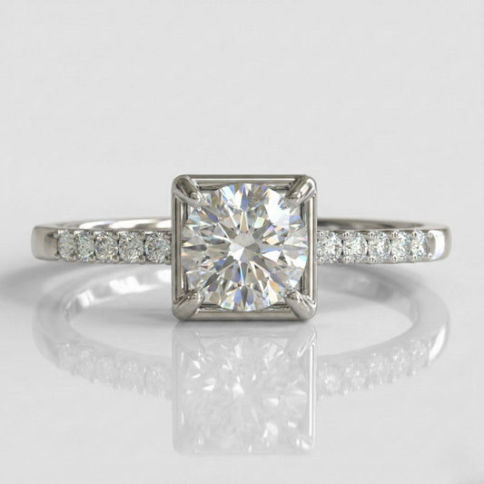 Anillo Susurro Eterno Solitario Cuadrado en Plata 925