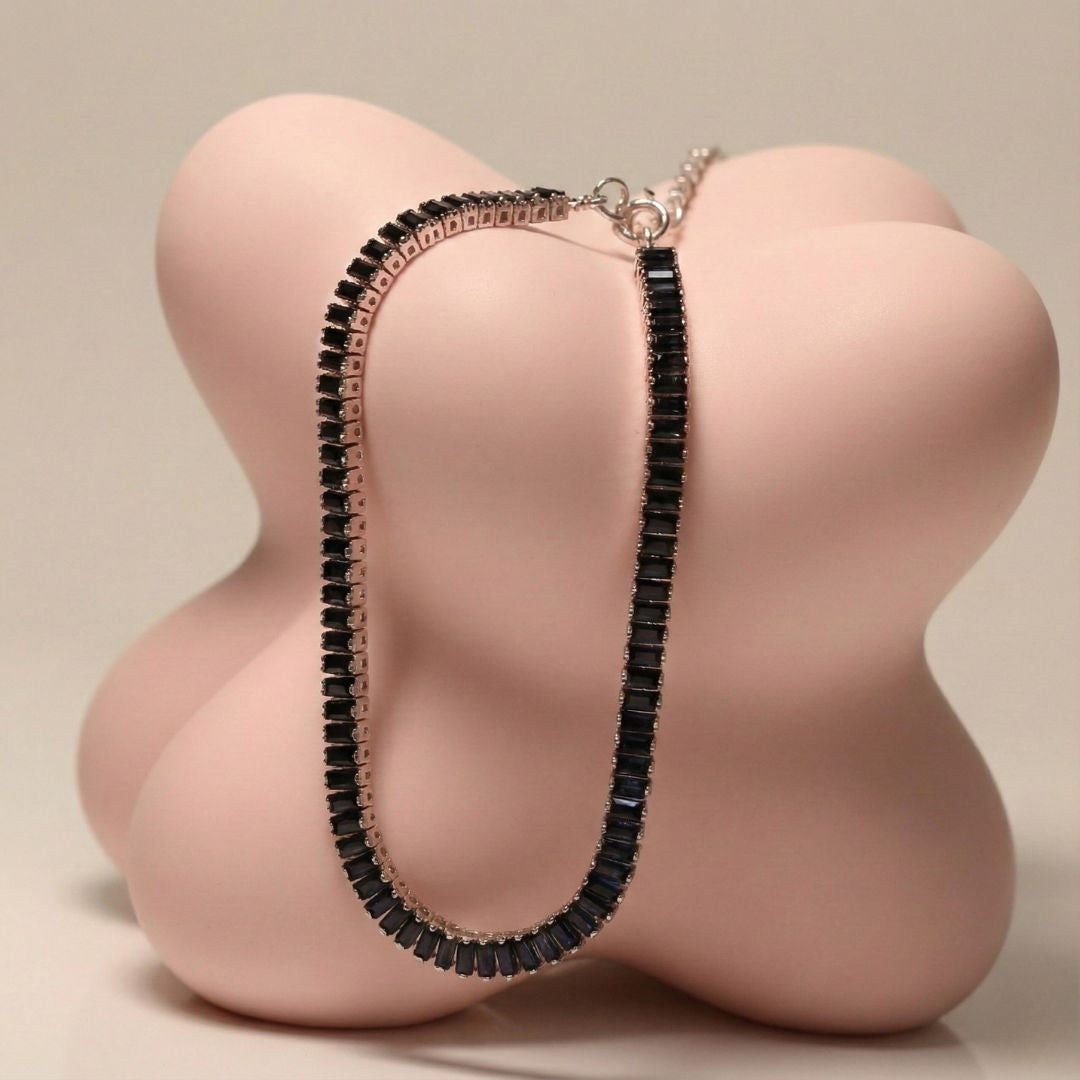 Pulsera Tennis Negra Plata 925