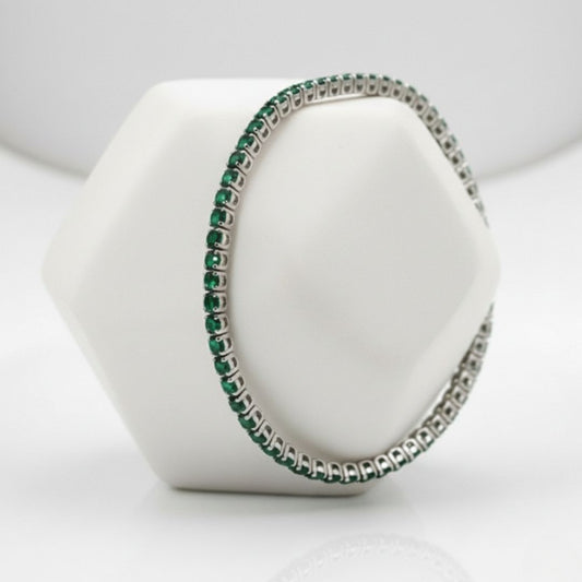 Pulsera Fina Verde en Plata 925