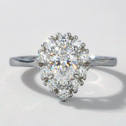 Anillo Lágrima Halo Plata 925