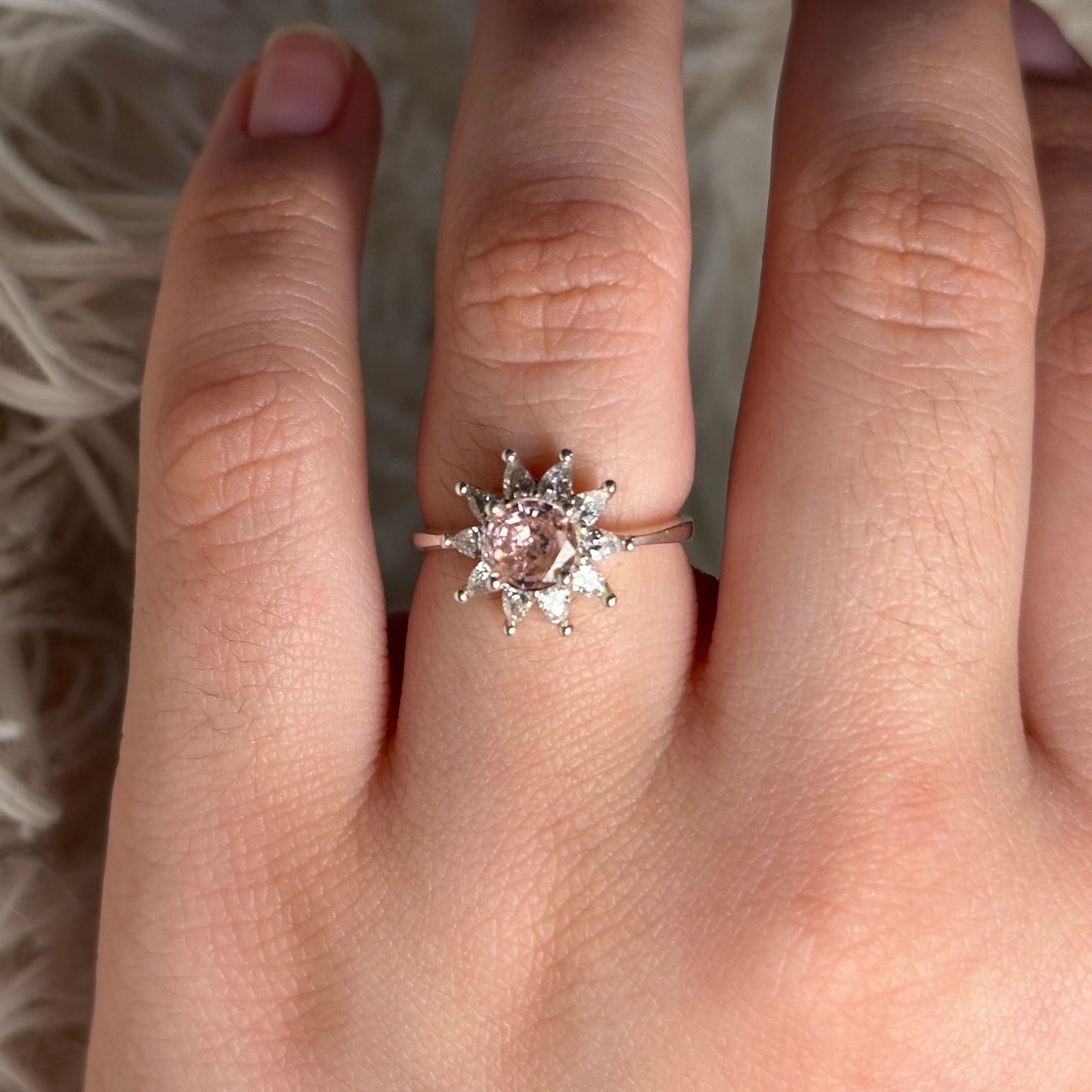 Anillo Sol Rosa Plata 925