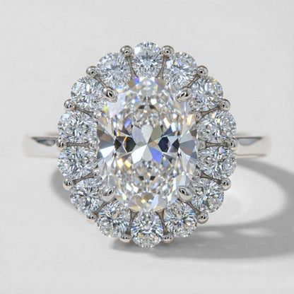 Anillo Halo Eterno Oval Radiante en Plata 925
