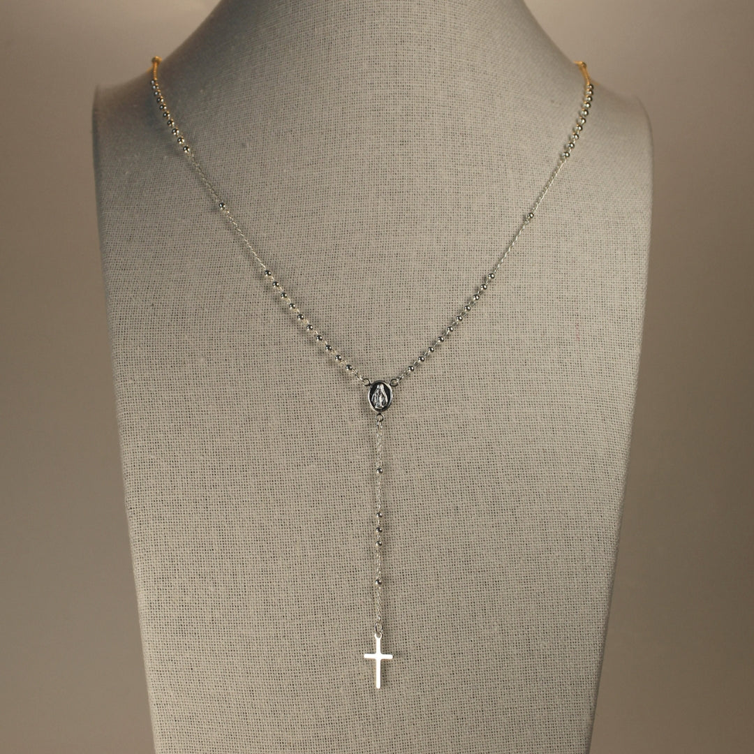 Collar Rosario Minimal Virgen Cruz