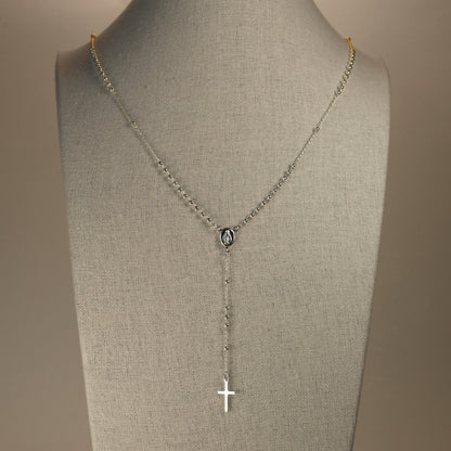 Collar Rosario Minimal Virgen Cruz
