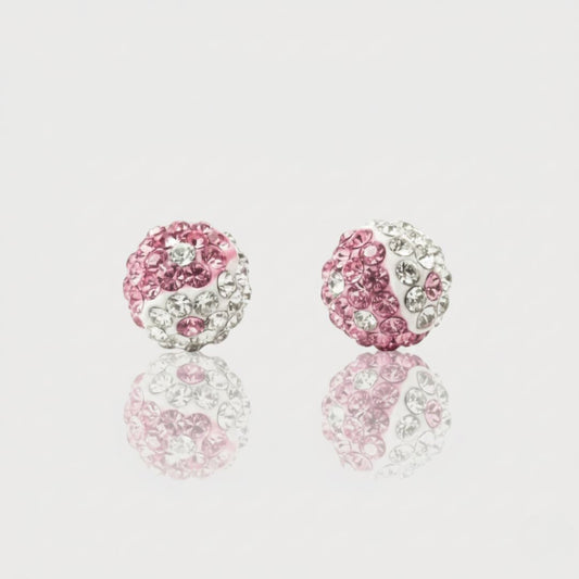 Aros Ying Yang Brillantes Rosa en Plata 925