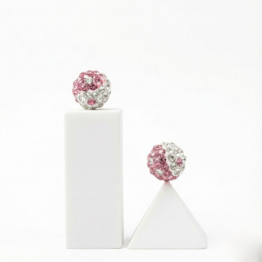 Aros Ying Yang Brillantes Rosa en Plata 925