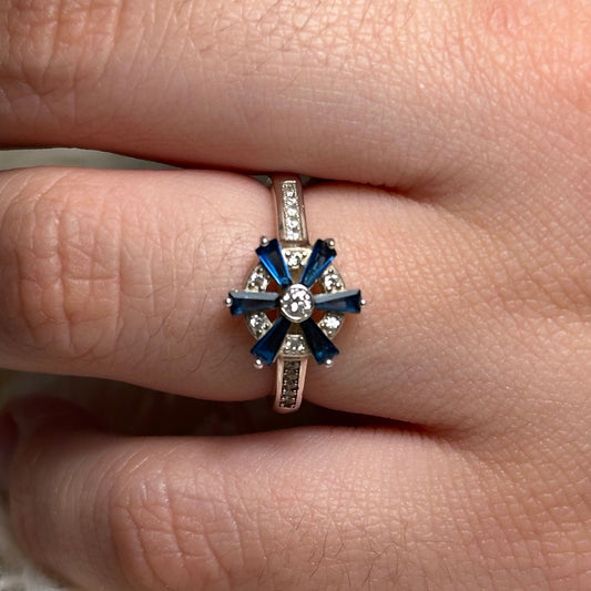 Anillo Estrella Azul Plata 925