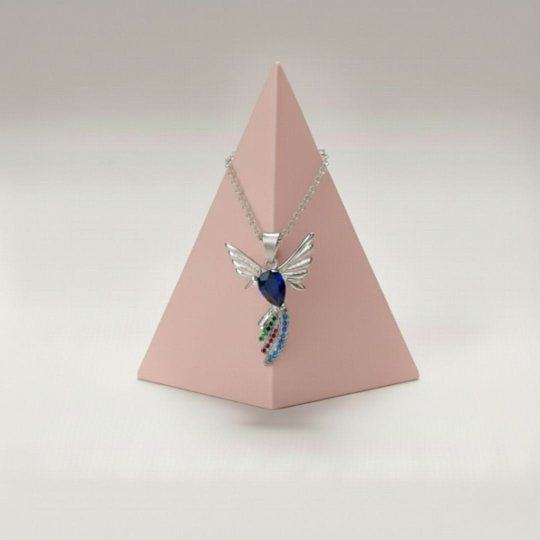 Colgante Colibrí Azul en Plata 925 con Cadena