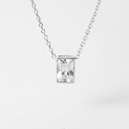 Colgante Punto de Luz Rectangular en Plata 925 con Cadena