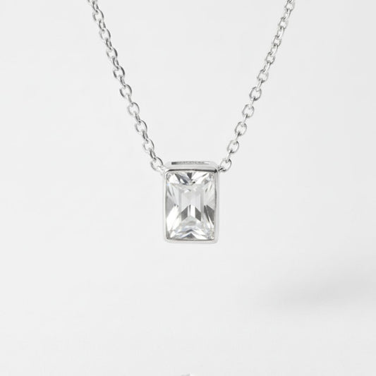 Colgante Punto de Luz Rectangular en Plata 925 con Cadena