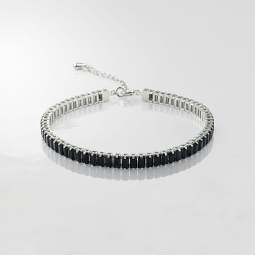 Pulsera Tennis Negra Plata 925