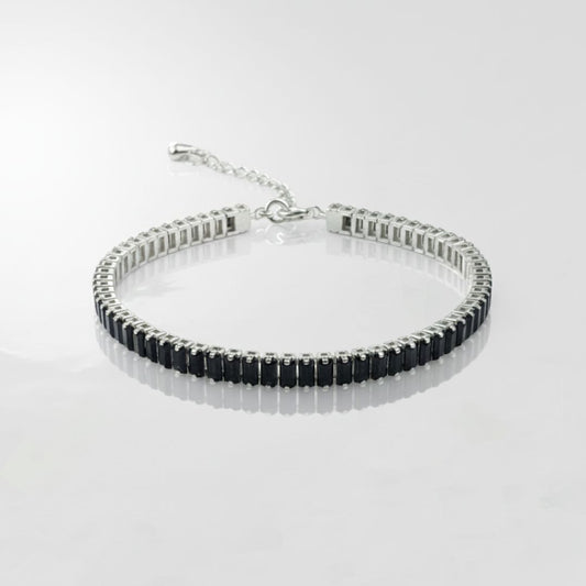 Pulsera Tennis Negra Plata 925