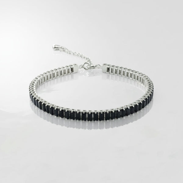 Pulsera Tennis Negra Plata 925