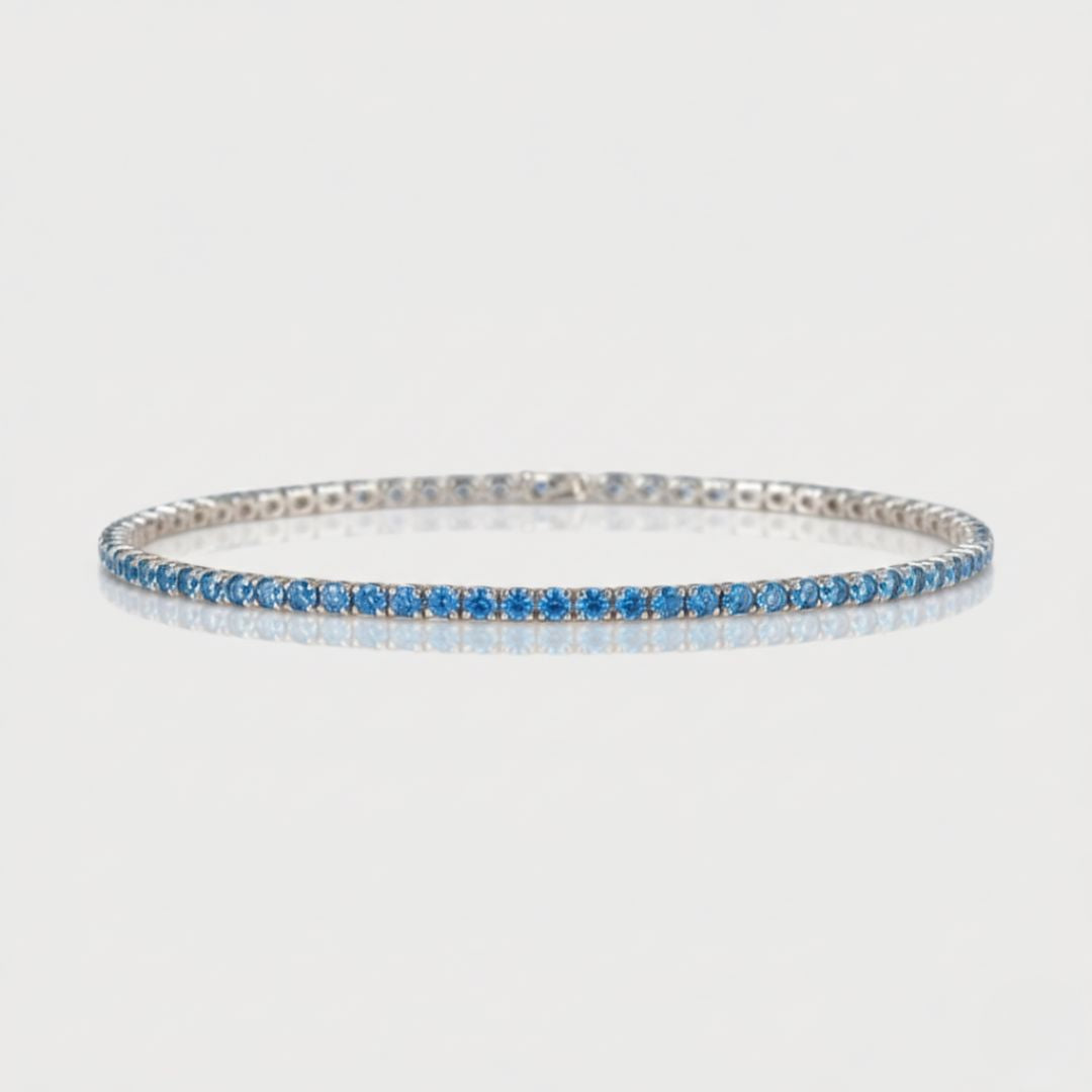 Pulsera Fina Azul en Plata 925