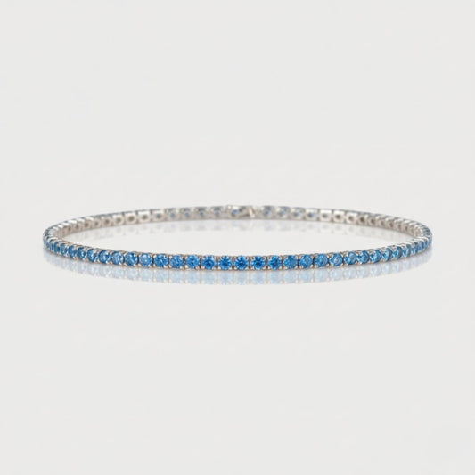 Pulsera Fina Azul en Plata 925