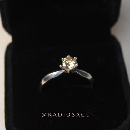 Anillo Solitario Champagne Plata 925