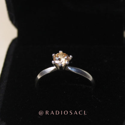 Anillo Solitario Champagne Plata 925