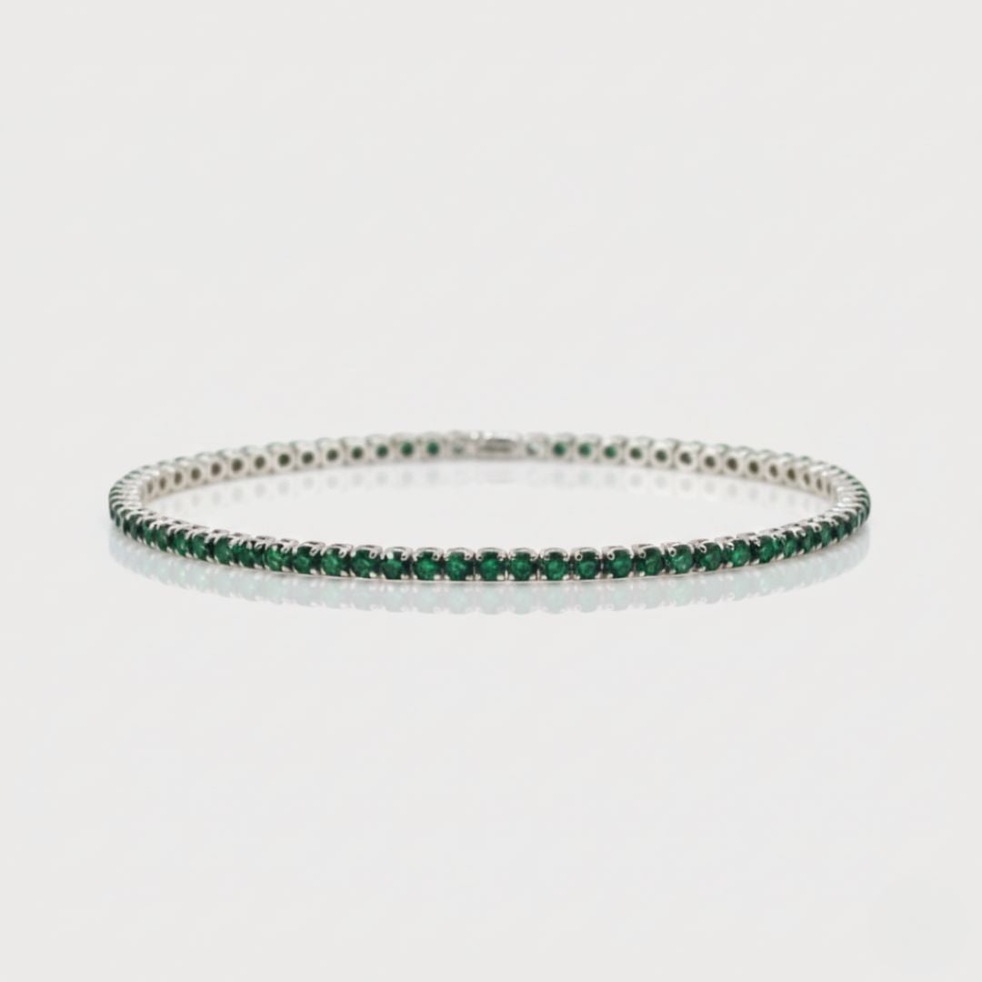 Pulsera Fina Verde en Plata 925