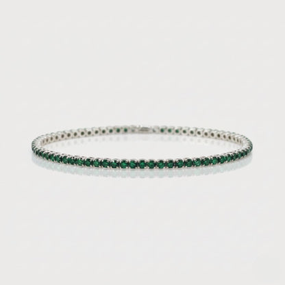 Pulsera Fina Verde en Plata 925