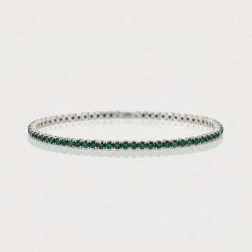 Pulsera Fina Verde en Plata 925