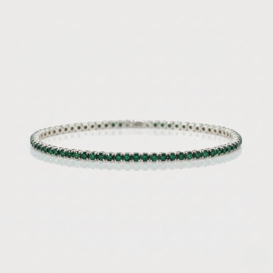 Pulsera Fina Verde en Plata 925