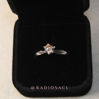 Anillo Solitario Champagne Plata 925