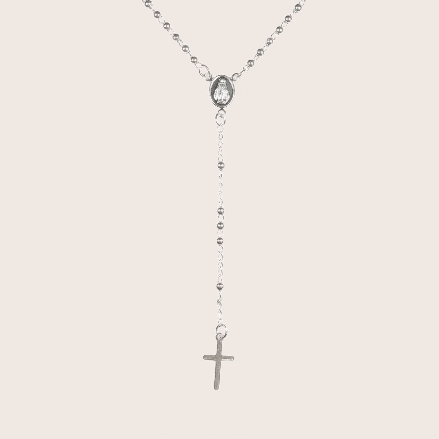 Collar Rosario Minimal Virgen Cruz