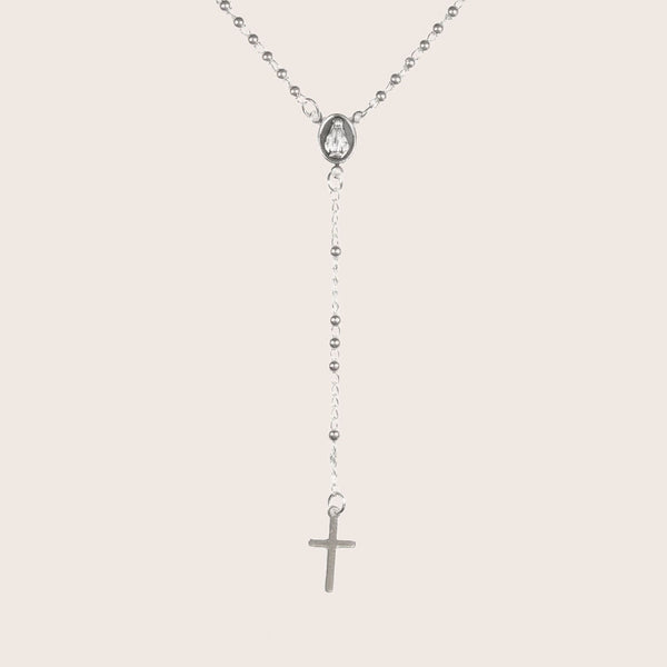 Collar Rosario Minimal Virgen Cruz