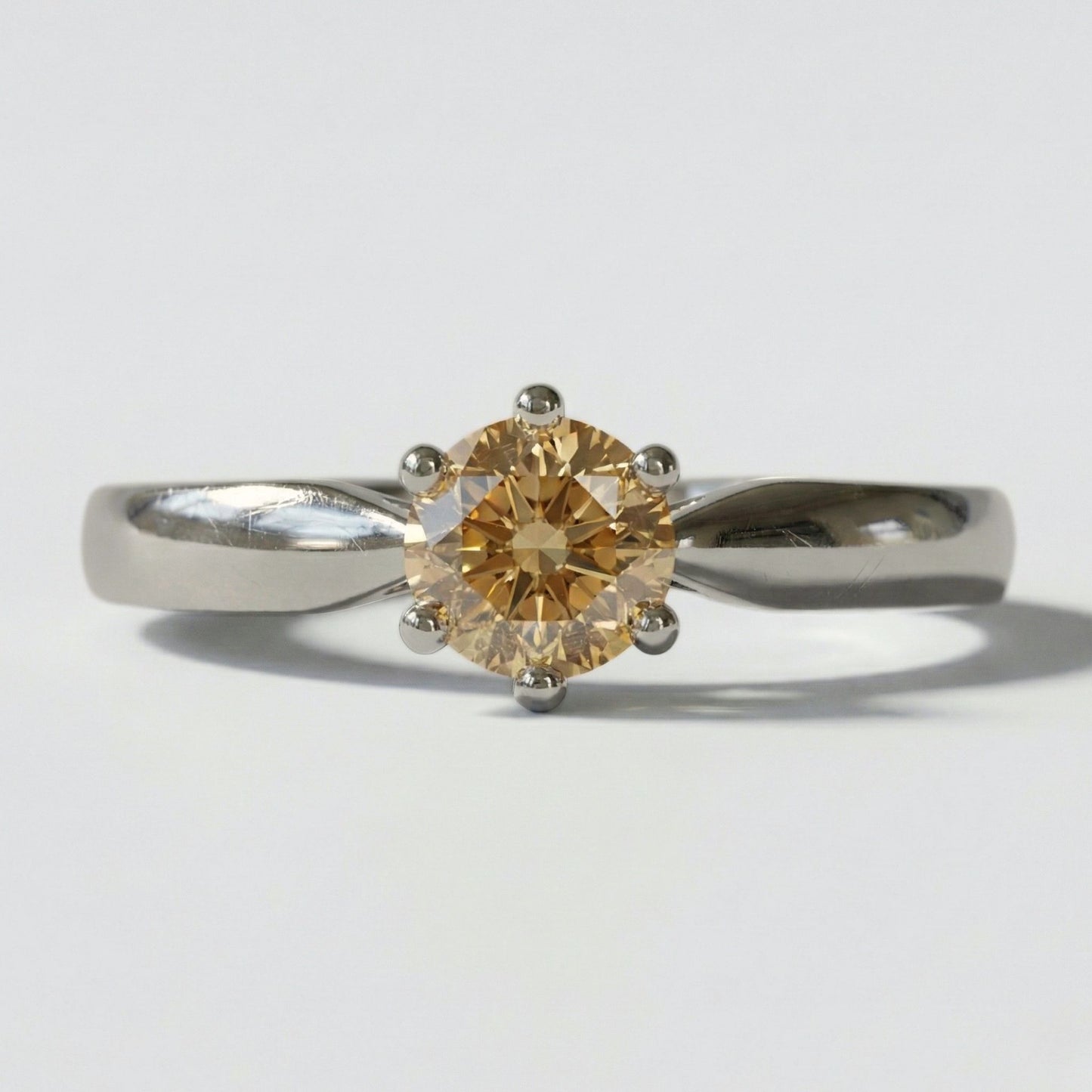 Anillo Solitario Champagne Plata 925