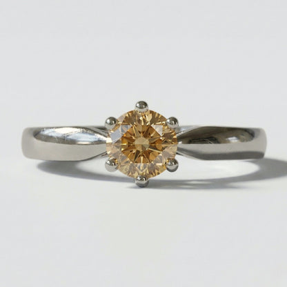 Anillo Solitario Champagne Plata 925