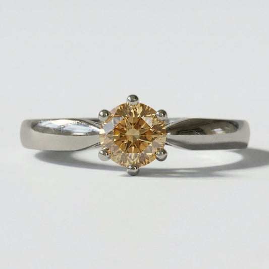 Anillo Solitario Champagne Plata 925
