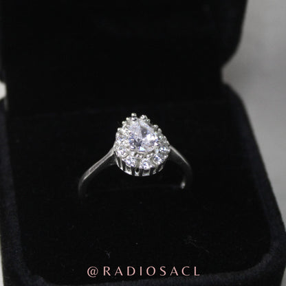 Anillo Lágrima Halo Plata 925