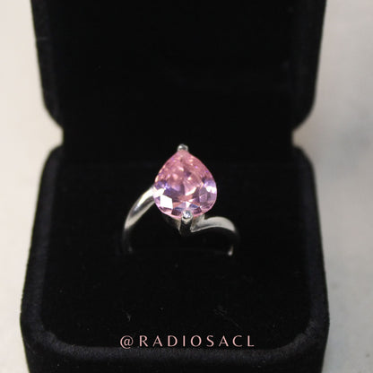 Anillo Gota Rosado en Plata 925