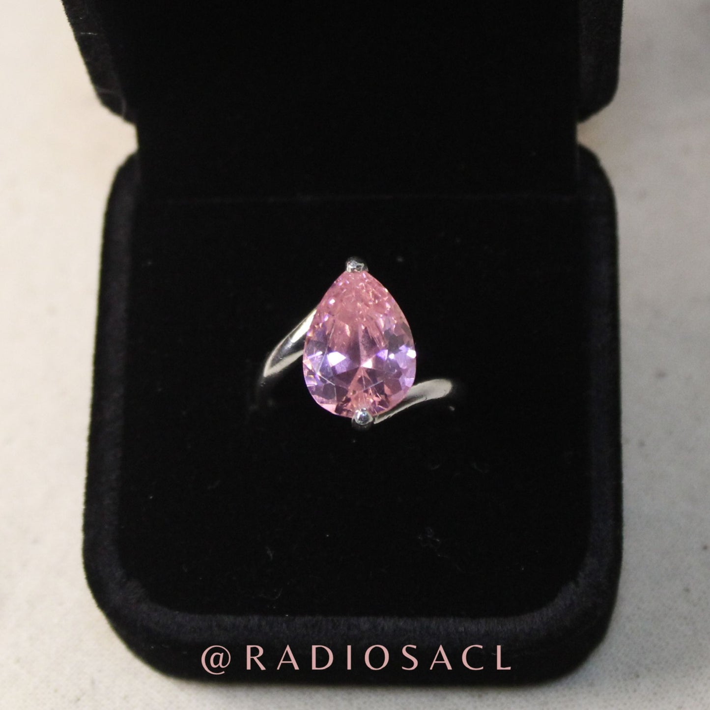 Anillo Gota Rosado en Plata 925