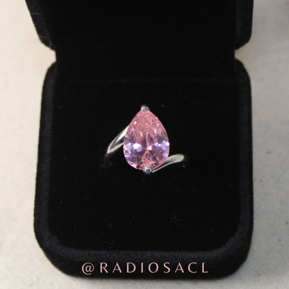 Anillo Gota Rosado en Plata 925