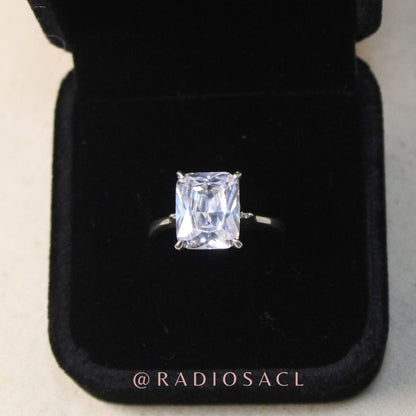 Anillo Solitario Rectangular Plata 925