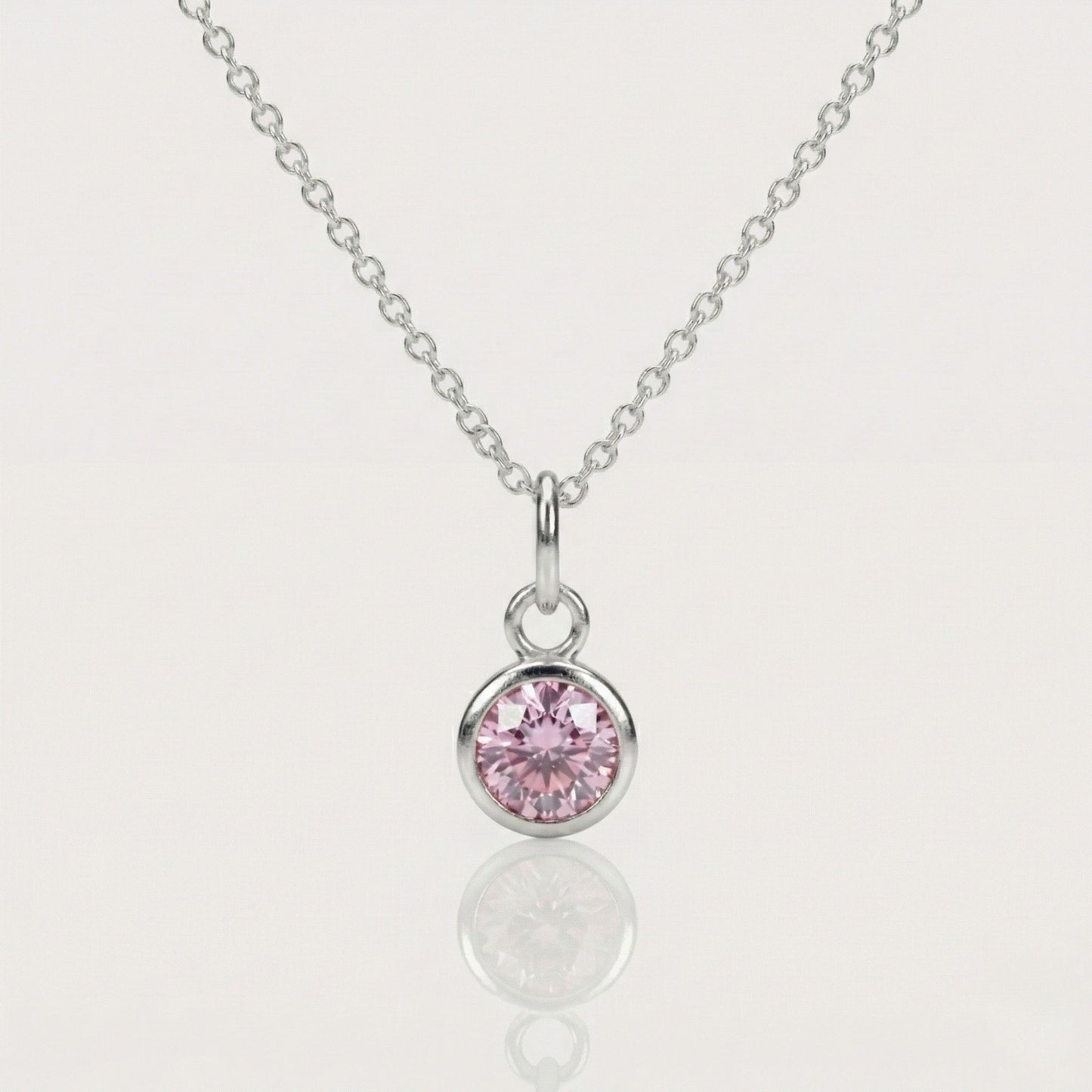 Colgante Punto de Luz Rosa en Plata 925 con Cadena