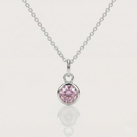 Colgante Punto de Luz Rosa en Plata 925 con Cadena
