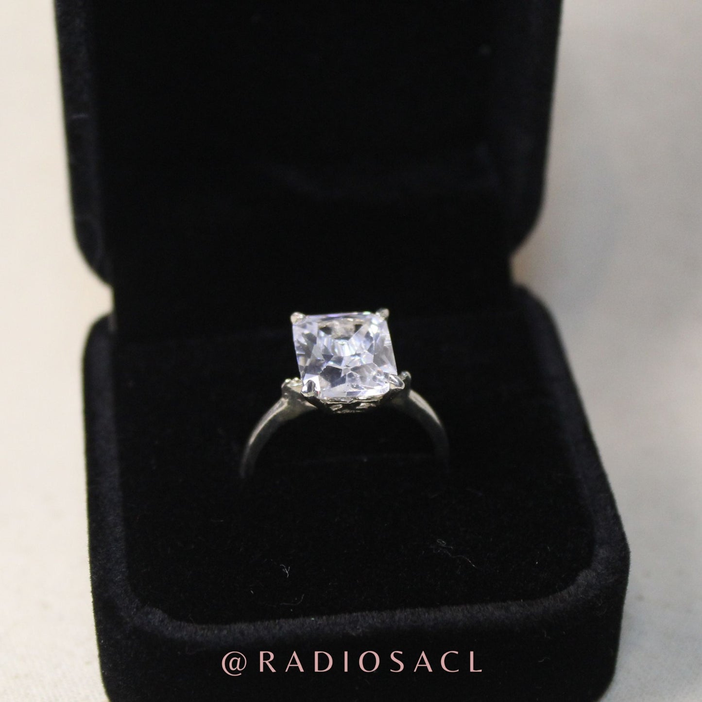 Anillo Solitario Rectangular Plata 925