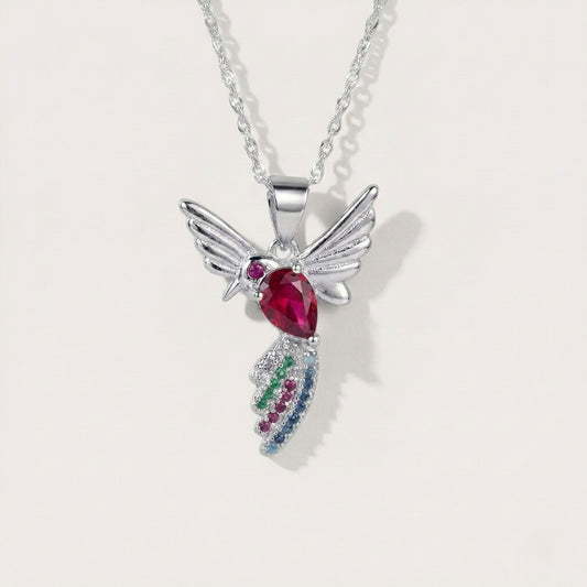 Colgante Colibrí tipo Ruby en Plata 925 con Cadena