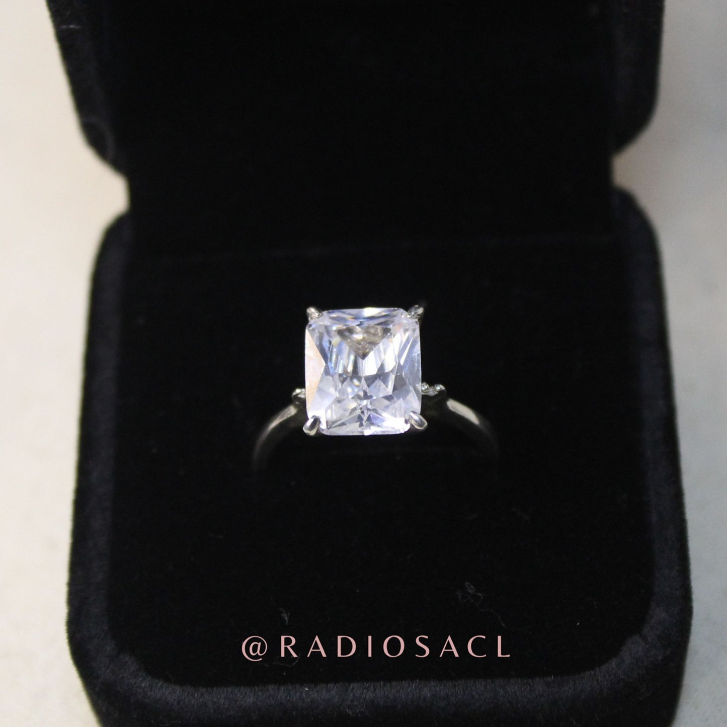 Anillo Solitario Rectangular Plata 925
