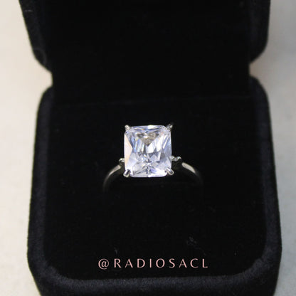 Anillo Solitario Rectangular Plata 925