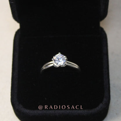 Anillo Solitario Brillante en Plata 925