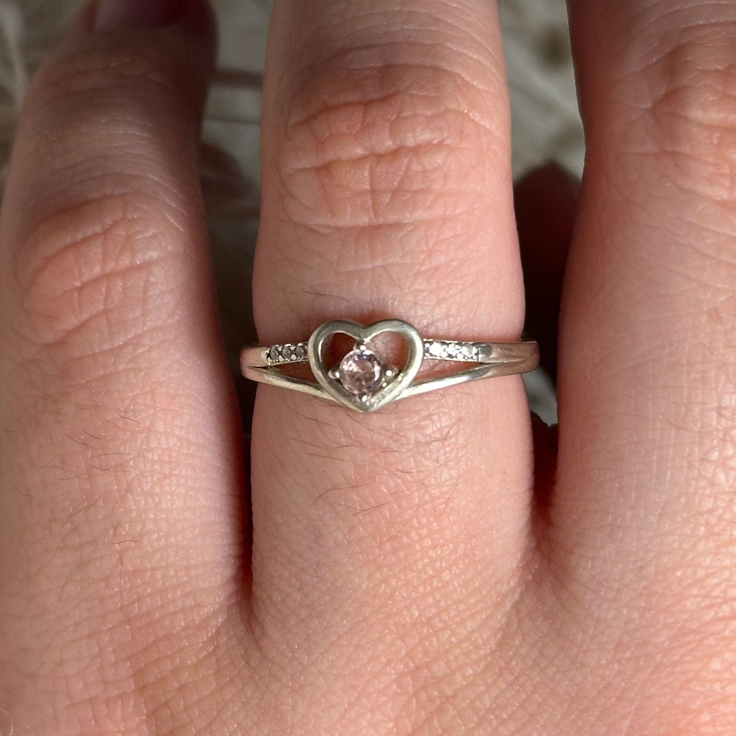 Anillo Corazón Rosa en Plata 925