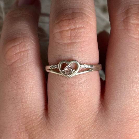 Anillo Corazón Rosa en Plata 925