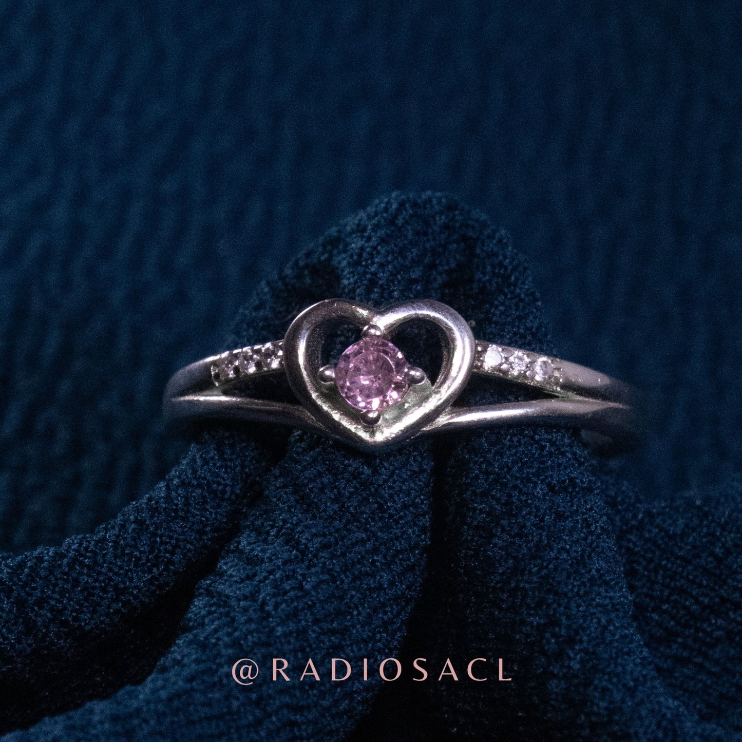 Anillo Corazón Rosa en Plata 925